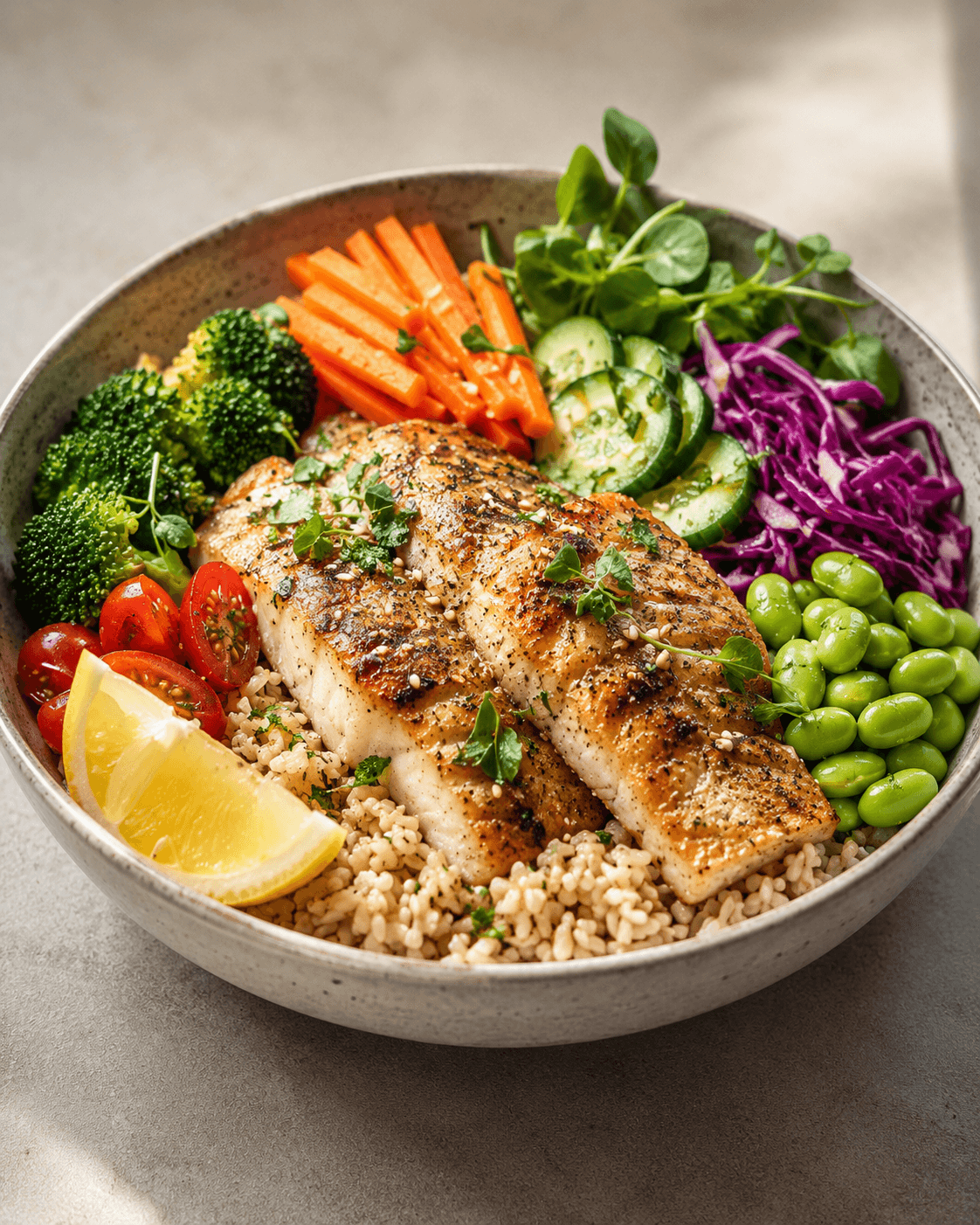 Fish Bowl with Brown Rice